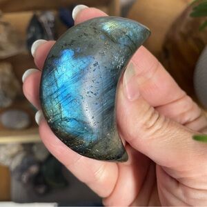 Labradorite Crescent Moon Stone matte finish